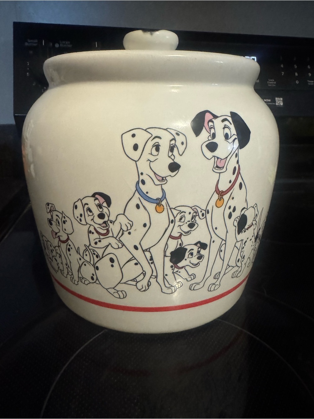 Disney White 101 Dalmatians Ceramic Treat Jar with Red Accent